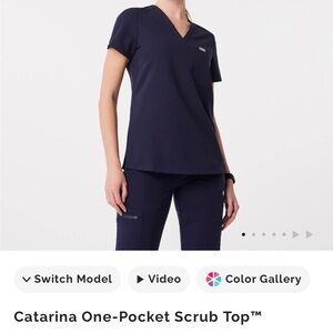 Figs Catarina One-Pocket Scrub Top - Navy